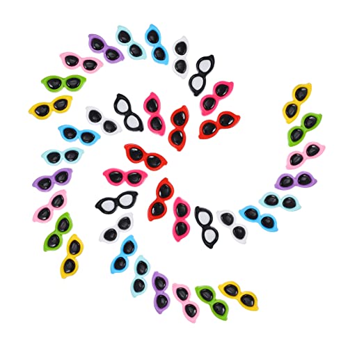 Housoutil Sonnenbrillen-Anhänger aus Kunstharz mit flacher Rückseite, für Bastelarbeiten, Schmuckherstellung und Handy-Hüllen-Verzierungen, kreatives Zubehör, Rosa, Rot, Blau und mehr, 40 Stück von Housoutil