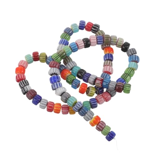 Housoutil Strang Glasperlen für Schmuckherstellung Bunte Kürbisperlen für DIY Armbänder Halsketten und Ohrringe Kleine Gestreifte Glasperlen für Kreative Schmuckprojekte und Anfänger von Housoutil
