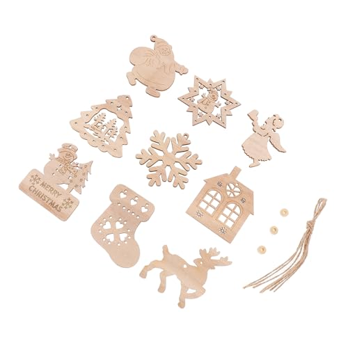 Housoutil Teiliges DIY Holzanhänger Weihnachtsdekoration aus Halbgefertigten Ausgeschnittenen Holzstücken Bemalbare Weihnachtsanhänger für Baum Fenster Wand Kreative Handwerkskunst und von Housoutil