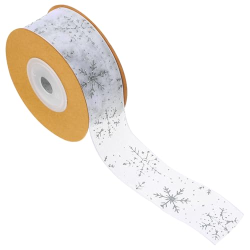 Housoutil Transparentes Schneeflockenband Silbernes Chiffon-geschenkband für Weihnachten Dekoratives DIY Geschenkbox Verpackungsband Leicht Zuschneidbar Vielseitig für Weihnachtsdeko und von Housoutil