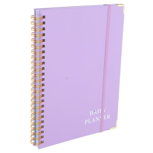Housoutil Undatierter Planer binden liniertes Spiralnotizbuch Notizbuch zum Schreiben Tagebuch mit Ledereinband Hardcover-Notizbuch im A5-Format Arbeitsheft Papier Violett von Housoutil