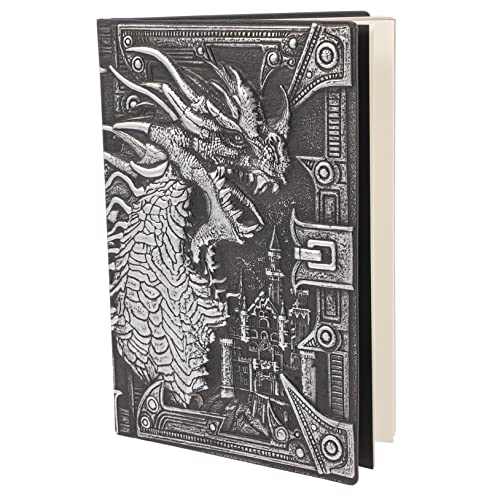 Housoutil Vintage Embossed Dragon Notebook Retro Notizbuch mit PU Cover Gebunden für Büro Konferenzen Tagebuch und Schüler Format Silberne Farbe Hochwertige für Reibungsloses Schreiben von Housoutil