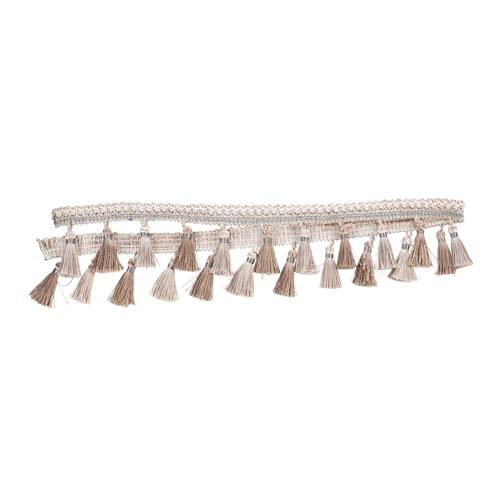 Housoutil Vorhang Spitzenfransen Paillettenband Haarband Schneiderei Leinen Kleid Schleife Geflochten Plissierter Spitzenbesatz Nähdekoration Tuch Nähen Trimmen Schnürsenkel Polyester Beige von Housoutil