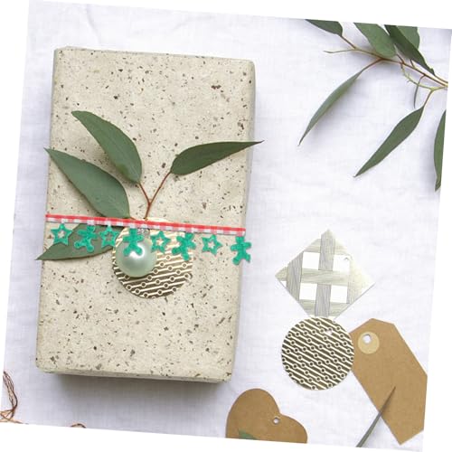 Housoutil Weihnachtliches Dekoband Grün Geschenkband mit Stern Lebkuchenprägung Breit Robustes DIY Bastelband für Geschenkverpackung Schleifen Tisch Baumschmuck von Housoutil