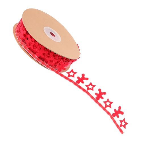 Housoutil Weihnachtsband Stern und Lebkuchen Prägung Dickes Rotes Dekoband für Geschenkverpackung Tisch Baumschmuck Schleife für Weihnachtsdeko und DIY Bastelprojekte von Housoutil
