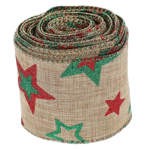 Housoutil Weihnachtsband aus Breit Xmas Deko-band mit Sternen Langlebig Farbecht für DIY Geschenkverpackung und Weihnachtsbaumdekoration von Housoutil