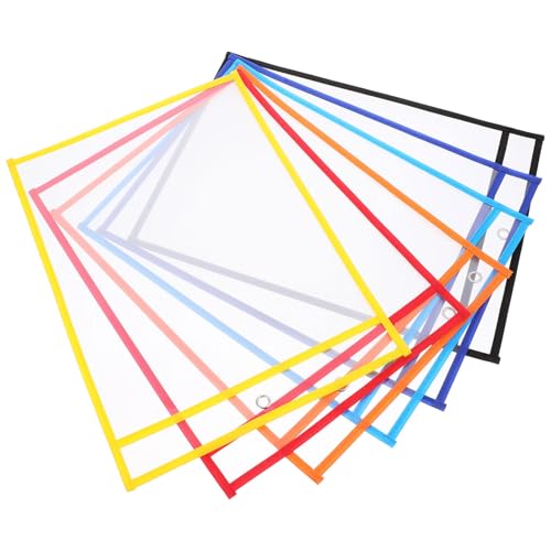 Housoutil Wiederverwendbare, trocken abwischbare Taschen für transparente PVC-Hüllen für Klassenzimmer-Organisation und leicht zu reinigendes Lernbedarf, 6 Stück von Housoutil
