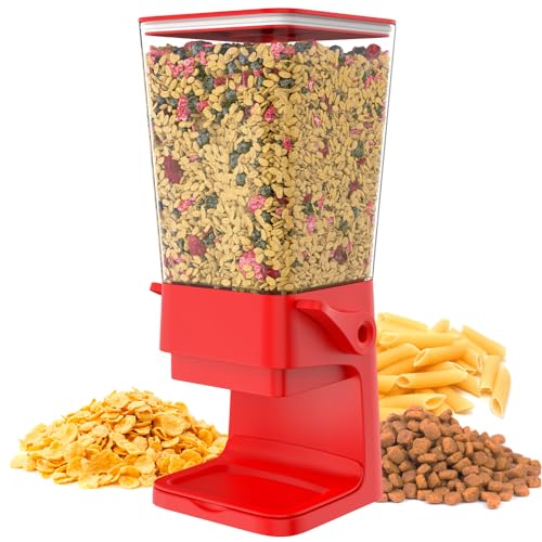 Hovea - Müslispender mit Kapazität 5L - Spender Für Cerealien, Cornflakes, Müsli, Pasta, Trockenfutter - Futterspender Hund & Katze - Küche, Frühstück - Rot - CR502 von Hovea