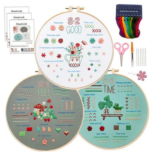 1 Stickset-Set, Handstickset mit gestempelten Mustern, Kreuzstich-Sets inklusive Werkzeug zum Erlernen verschiedener Stiche für Bastelliebhaber, Erwachsene und Anfänger, Kreuzstich-Sets, Stickere 1 Stickset-Set, Handstickset mit gestempelten Mustern, Kreuzstich-Sets inklusive Werkzeug zum Erlernen verschiedener Stiche für Bastelliebhaber, Erwachsene und Anfänger, Kreuzstich-Sets, Stickere von HoveeLuty
