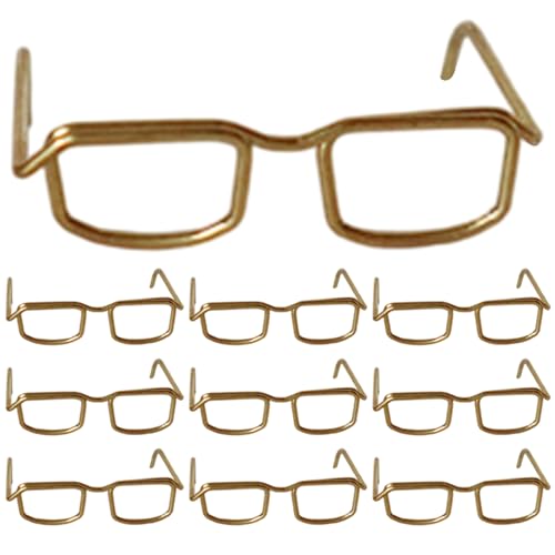 10 Paar Puppenbrillen, klassisch, Retro, golden, Metall, DIY, dekorative Mini-Brillen für Puppen, Basteln, Cosplay, Foto-Requisiten, Mini-Brillen für Puppen, Spielzeugbrillen, 18 Zoll, Puppenzube von HoveeLuty