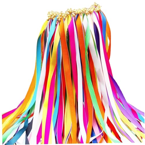 20 Stück Hochzeitsstäbe, eleganter bunter Bandstab mit goldenen Glockenbandstäben, tragbare Seidenluftschlangen, Tanzflächen-Requisiten für Partygeschenke, Hochzeitsdekorationen, Hochzeitsstäbe 20 Stück Hochzeitsstäbe, eleganter bunter Bandstab mit goldenen Glockenbandstäben, tragbare Seidenluftschlangen, Tanzflächen-Requisiten für Partygeschenke, Hochzeitsdekorationen, Hochzeitsstäbe von HoveeLuty