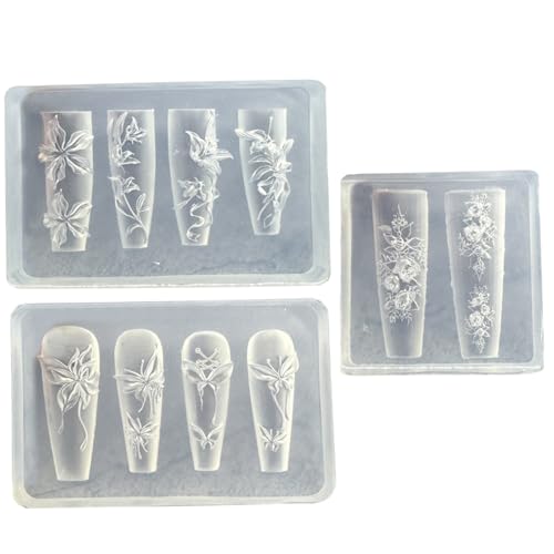 3D-Blumen-Form für Nägel, transparent, DIY, exquisite Nagelformen mit Lilie, Rose, Schmetterling-Design für Harz, Epoxidharz, professionelles Zubehör, Silikon-Nagelkunst-Formen für Kunst 3D-Blumen-Form für Nägel, transparent, DIY, exquisite Nagelformen mit Lilie, Rose, Schmetterling-Design für Harz, Epoxidharz, professionelles Zubehör, Silikon-Nagelkunst-Formen für Kunst von HoveeLuty