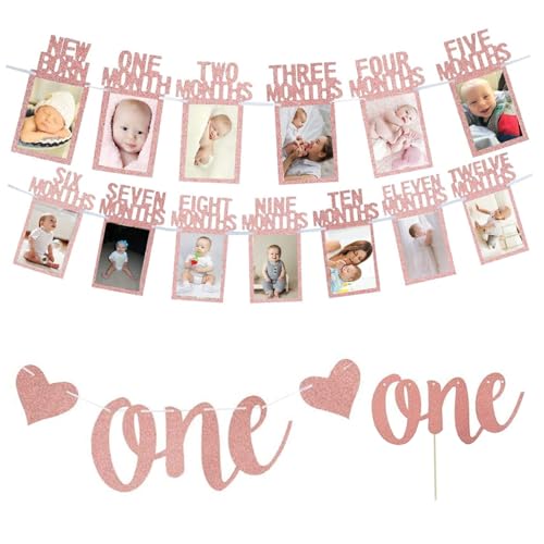 Baby-Fotobanner zum 1. Geburtstag und Dekorationen zum 1. Geburtstag. Dekorationen zum ersten Geburtstag für Mädchen von Neugeborenen bis 12 Monaten. Fotobanner zum ersten Geburtstag, Wimpelgirlande m Baby-Fotobanner zum 1. Geburtstag und Dekorationen zum 1. Geburtstag. Dekorationen zum ersten Geburtstag für Mädchen von Neugeborenen bis 12 Monaten. Fotobanner zum ersten Geburtstag, Wimpelgirlande m von HoveeLuty