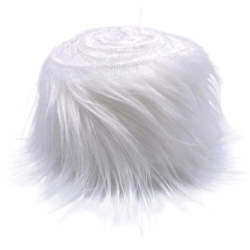 Flauschiger Stoffbesatz, 1, 52 m, Weihnachts-DIY-Kunstpelzbesatz für Kostümdekorationen, weicher, flauschiger Stoffrand zum Basteln und Nähen (weiß), Stoff, weicher Stoff, Weihnachtsde von HoveeLuty