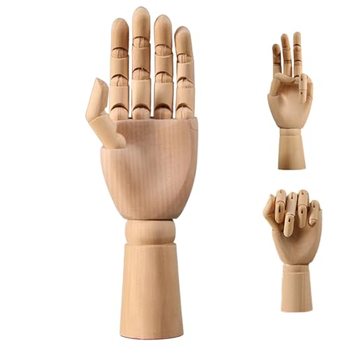 Gelenkhand, 3, 5 x 12 Zoll, Modell der rechten Hand mit beweglichem Gelenk, DIY-freundliches Holzmodell zum Zeichnen, Malen, Skizzieren, Handschuhanzeige, Handmodell zum Zeichnen, Handmodell, Glie von HoveeLuty