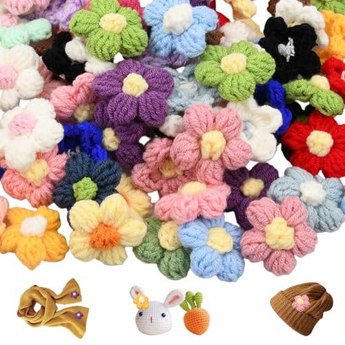 Häkelblumen, 100 Stück, Mehrfarbig, DIY-Miniblumen zum Basteln, Haar-Stirnbänder, Hüte, Kleidungszubehör, gestrickte Blumen, gehäkelte Blumen, Häkelblume Häkelblumen, 100 Stück, Mehrfarbig, DIY-Miniblumen zum Basteln, Haar-Stirnbänder, Hüte, Kleidungszubehör, gestrickte Blumen, gehäkelte Blumen, Häkelblume von HoveeLuty