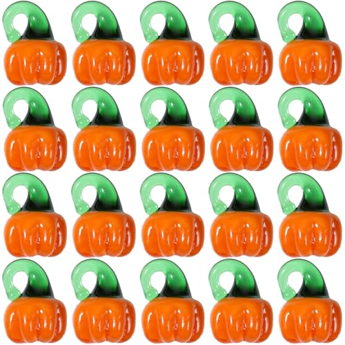 Halloween-Perlen zur Schmuckherstellung, 20 Stück süße Mini-Kürbisperlen aus Glas mit Loch, Halloween-Bastelarbeiten für Armbänder, Halsketten, DIY-Perlen, Tonperlen, Glasperlen Halloween-Perlen zur Schmuckherstellung, 20 Stück süße Mini-Kürbisperlen aus Glas mit Loch, Halloween-Bastelarbeiten für Armbänder, Halsketten, DIY-Perlen, Tonperlen, Glasperlen von HoveeLuty
