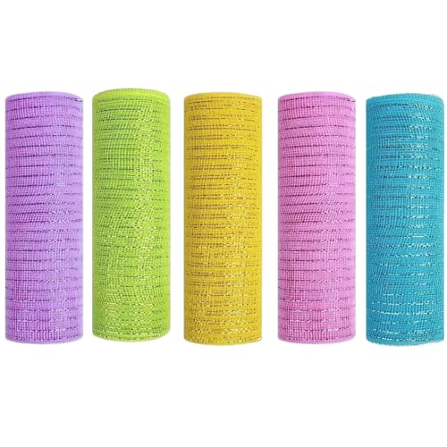 HoveeLuty 5 Rollen Netzband, 25, 4 cm x 9, 1 m, dekoratives Netzband für Kränze, exquisites Deko-Netz, DIY-Deko- für Ostern, Frühling, Türkranz- für Kränze, HoveeLuty 5 Rollen Netzband, 25, 4 cm x 9, 1 m, dekoratives Netzband für Kränze, exquisites Deko-Netz, DIY-Deko- für Ostern, Frühling, Türkranz- für Kränze, von HoveeLuty