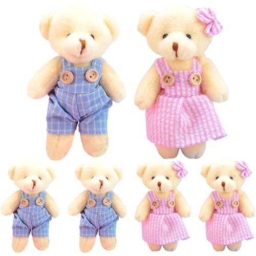 HoveeLuty 6-teiliger Teddybär-Schlüsselanhänger, süßer Bär, Stofftier-Schlüsselanhänger mit Kleidung, kompakte und tragbare für Freundin, Kinder, Baby, Valentinstagsgeschenk, Plüsch-Schlü HoveeLuty 6-teiliger Teddybär-Schlüsselanhänger, süßer Bär, Stofftier-Schlüsselanhänger mit Kleidung, kompakte und tragbare für Freundin, Kinder, Baby, Valentinstagsgeschenk, Plüsch-Schlü von HoveeLuty