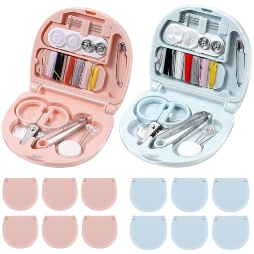 Mini-Nähset, Reisegröße, 12 Sets, tragbares Nähkästchen, inklusive Schere, Fadennadeln, Pinzette für Anfänger, Reisende, Hotel, Wohltätigkeitsorganisation, Reise-Set, Mini-Box, Organizer, klein von HoveeLuty
