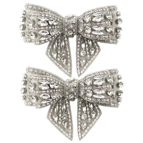 Schleifen-Aufnäher, 2 Stück, Kristall-Strass-Schleifen-Aufnäher, DIY, dekorative -Applikationen, 10, 9 x 8, 9 cm, Dekor für Schuhe, Socken, Hüte, Kleidung, Haarstyling, Paillette Schleifen-Aufnäher, 2 Stück, Kristall-Strass-Schleifen-Aufnäher, DIY, dekorative -Applikationen, 10, 9 x 8, 9 cm, Dekor für Schuhe, Socken, Hüte, Kleidung, Haarstyling, Paillette von HoveeLuty