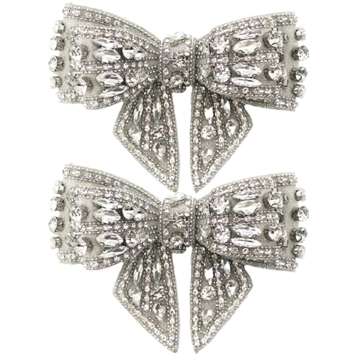 Schleifen-Aufnäher, 2 Stück, Kristall-Strass-Schleifen-Aufnäher, DIY, dekorative -Applikationen, 10, 9 x 8, 9 cm, Schleifendekor für Schuhe, Socken, Hüte, Kleidung, Haarstyling, Pailletten Schleifen-Aufnäher, 2 Stück, Kristall-Strass-Schleifen-Aufnäher, DIY, dekorative -Applikationen, 10, 9 x 8, 9 cm, Schleifendekor für Schuhe, Socken, Hüte, Kleidung, Haarstyling, Pailletten von HoveeLuty