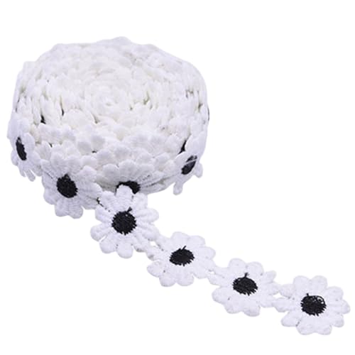 Spitzenband, Blumen-Spitzenbesatz, 15 Yards, 1 Zoll, eleganter, weicher Polyester-Dekorations-Gänseblümchen-Spitzenbesatz für Heimwerker, Nähen, Basteln, Hochzeitskleid, Nähspitze Spitzenband, Blumen-Spitzenbesatz, 15 Yards, 1 Zoll, eleganter, weicher Polyester-Dekorations-Gänseblümchen-Spitzenbesatz für Heimwerker, Nähen, Basteln, Hochzeitskleid, Nähspitze von HoveeLuty