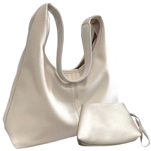 Umhängetasche für Damen, beige, weiß, großes Fassungsvermögen, Leder-Tragetasche mit Magnetverschluss, Retro und stilvoll, einfach passende Beuteltaschen für Damen, Umhängetasche, Leder-Tragetasche fü Umhängetasche für Damen, beige, weiß, großes Fassungsvermögen, Leder-Tragetasche mit Magnetverschluss, Retro und stilvoll, einfach passende Beuteltaschen für Damen, Umhängetasche, Leder-Tragetasche fü von HoveeLuty