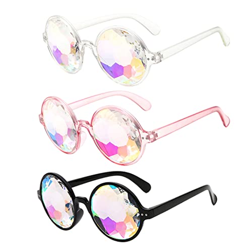 3 Stück Kaleidoskop-Brille, Regenbogenprisma, Sonnenbrille mit Brillentuch, für Rave-Party, Festival, Dekoration, Gastgeschenke 3 Stück Kaleidoskop-Brille, Regenbogenprisma, Sonnenbrille mit Brillentuch, für Rave-Party, Festival, Dekoration, Gastgeschenke von Hovico