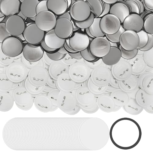 300 Sets 32 mm Knopfmacher-Zubehör, Tastenzubehör für benutzerdefinierte Knöpfe und Abzeichen, Metallabdeckungen, Kunststoffrückseiten und transparente Folie für Knopfmacher-Maschine von Hovith