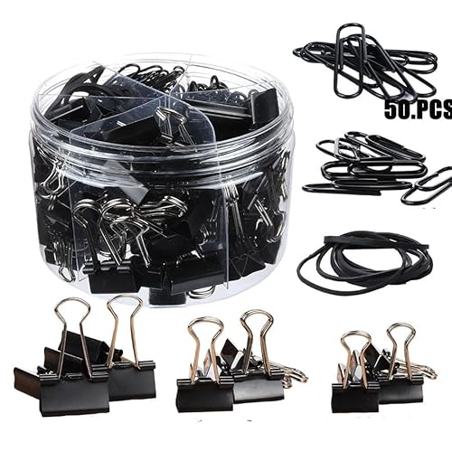 220 Stück lange Schwanz-Clips, Gummibänder, Büroklammern, können für Büro und Lernen verwendet werden, um Materialien zu sortieren. (Schwarz) von HowKow