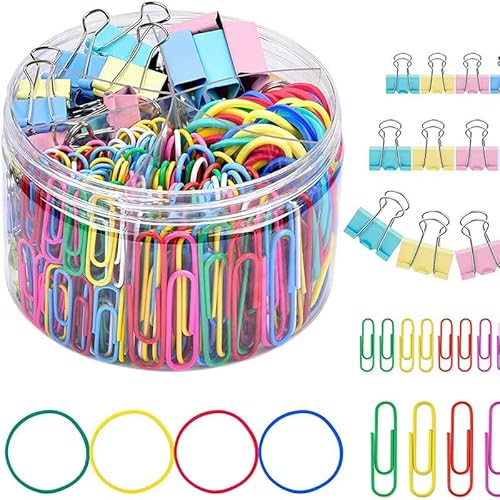 220 farbige lange Schwanz-Clips, Gummibänder, Büroklammern, können für Büro und Lernen verwendet werden, um Materialien zu sortieren. (mehrfarbig) von HowKow