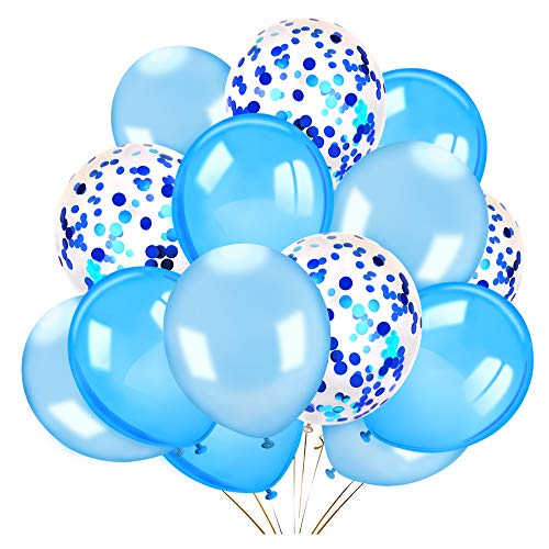 HOWAF 40 St¨¹ck Blau Luftballon Set, Blau Konfetti Luftballon Latexballons Partyballon Deko mit B?ndern f¨¹r Hochzeit, kindergeburstags deko, geburstags, Babyparty Deko Junge von HOWAF