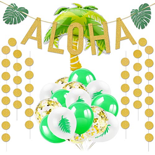 HOWAF Tropical Party Dekorationen Kit, Aloha Girlande Hawaii Party Deko Banner Tropische Ballons for Hawaii Luau Party Sommer Thema Geburtstag Hochzeit Dekoration von HOWAF