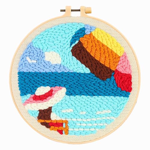 Howie's Needlepoint Stanznadel-Set für Anfänger, DIY-Cartoon-Stanznadel-Kits, Sticksets mit Garnen, Werkzeugen und Anleitungen, kreatives Basteln, Heimdekoration (Mädchen am Meer, 20,3 cm Durchmesser) Howie's Needlepoint Stanznadel-Set für Anfänger, DIY-Cartoon-Stanznadel-Kits, Sticksets mit Garnen, Werkzeugen und Anleitungen, kreatives Basteln, Heimdekoration (Mädchen am Meer, 20,3 cm Durchmesser) von Howie's Needlepoint