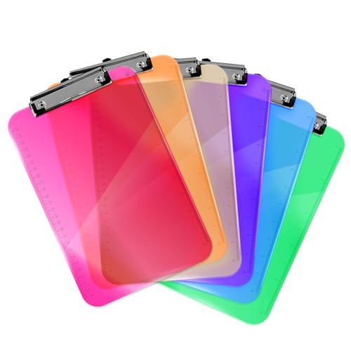 Klemmbrett A4 (6 Stück) Bunte Acryl-Klemmbretter für 100 Blatt flache Klemmbretter Heavy Duty Board von HowseHold