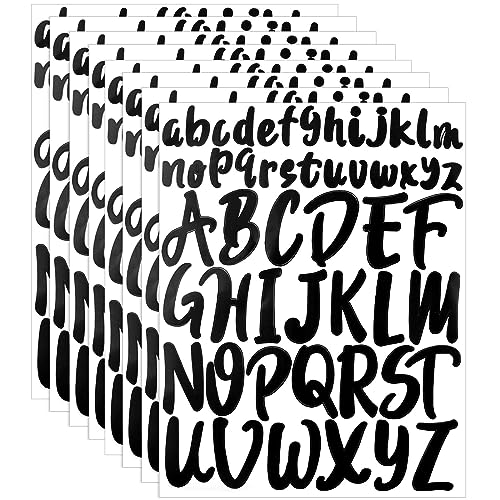 Hoxfly Selbstklebende Buchstaben Aufkleber Set - 8 Blatt Schwarz, Wetterfest Alphabet-Tabs, Etiketten Sticker von Hoxfly