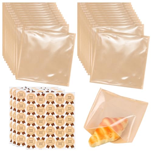 Hoxfly Toastbeutel Set, 100 Stück Brottüten Papier mit Aufkleber, Non-Stick Kraftpapier Tüten für Snacks, Papiertüten für Mittagessen, Wiederverwendbare Braun Toastabags für Hausgemachtes Brot, Keks Hoxfly Toastbeutel Set, 100 Stück Brottüten Papier mit Aufkleber, Non-Stick Kraftpapier Tüten für Snacks, Papiertüten für Mittagessen, Wiederverwendbare Braun Toastabags für Hausgemachtes Brot, Keks von Hoxfly