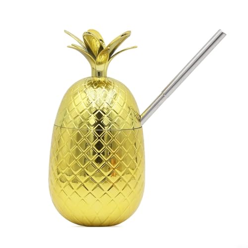 1 Stück Ananas Cocktail Tasse Kupfer Becher Früchte Tasse Ananas Sippy Cocktail Cup Mode Strohhalm Tassen Party Dekoration Supplies Bronze von HpLive