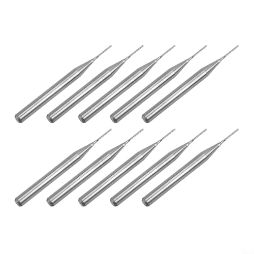 HpLive 10 Stück 0,6mm Hartmetall Schaftfräser Gravur für PCB-Maschine, 3,175mm Schaft, Gravur-Fräser-Bits von HpLive