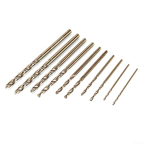 HpLive 10 Stück M35 HSS Cobalt Bohrer Set 1 mm 1,5 mm 2 mm 2,5 mm 3 mm Spiralbohrer zum Bohren auf Edelstahl, Harte Stähle, Metall von HpLive