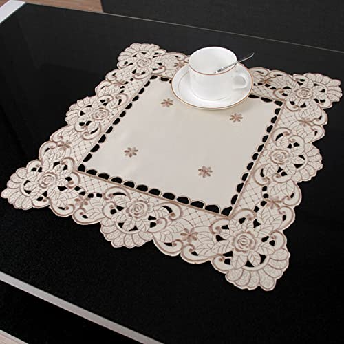 HpLive Tischdecke Quadrat 40 x 40 cm Spitze Blumenmuster kleine Tischdecke für Zuhause Party Garten Hochzeit Weihnachten Heimdekoration von HpLive