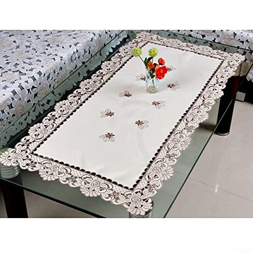 HpLive Tischdecke Rechteckig 57 x 117 cm Spitze Blumenmuster kleine Tischdecke für Zuhause Party Garten Hochzeit Weihnachten Heimdekoration von HpLive