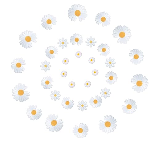 Gänseblümchen-Applikation zum Aufbügeln Patches Gänseblümchen Flicken zum Aufbügeln Daisy Patch Aufnäher Patches zum Aufbügeln Gänseblümchen Blumen Aufnäher zum für Jacken Jeans Handtaschen 35 Stück von Hpamba