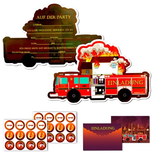 Hpbaggy 12 Stück Feuerwehr Einladungskarten, Feuerwehr Einladungskarten, Feuerwehrauto Partyeinladungen, Einladungskarten Kindergeburtstag Junge Hpbaggy 12 Stück Feuerwehr Einladungskarten, Feuerwehr Einladungskarten, Feuerwehrauto Partyeinladungen, Einladungskarten Kindergeburtstag Junge von Hpbaggy