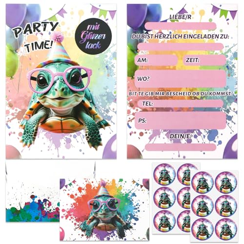 Hpbaggy 12x Party Schildkröten Einladungskarten - Einladungskarten Kindergeburtstag Jungen & Mädchen,Coole Tier Geburtstagseinladungen +12 Umschläge +12 Sticker,Partyeinladungen Einladungen Kinder Hpbaggy 12x Party Schildkröten Einladungskarten - Einladungskarten Kindergeburtstag Jungen & Mädchen,Coole Tier Geburtstagseinladungen +12 Umschläge +12 Sticker,Partyeinladungen Einladungen Kinder von Hpbaggy