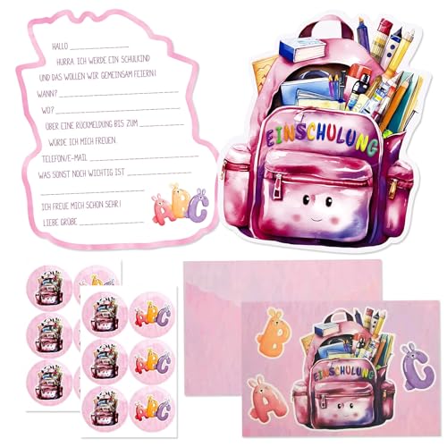 Hpbaggy Einladung Einschulung,Einladungskarten Einschulung mädchen,12 Deutsche Einladungskarten +12 Umschläge,Einschulung Einladungskarten,für Einschulungsfeier uvm von Hpbaggy
