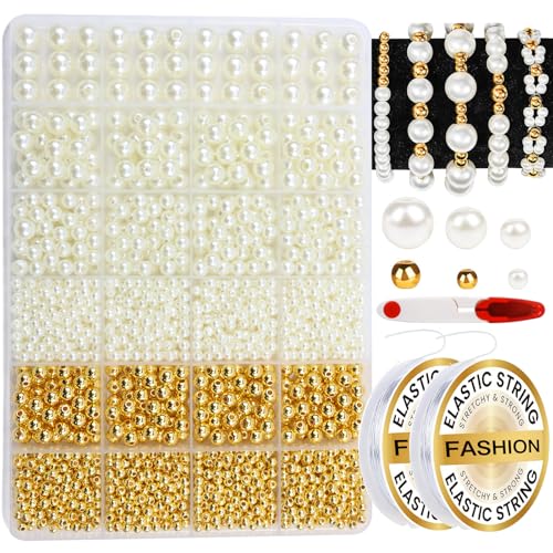 Hpebl 2136 Perlen für Armbänder, Perlenarmband-Bastelset, Freundschaftsarmband-Kits, Armbandperlen-Kits, kleine Perlen und goldene Perlen, Perlen-Set für Armbänder, Schmuckherstellungs-Set Hpebl 2136 Perlen für Armbänder, Perlenarmband-Bastelset, Freundschaftsarmband-Kits, Armbandperlen-Kits, kleine Perlen und goldene Perlen, Perlen-Set für Armbänder, Schmuckherstellungs-Set von Hpebl