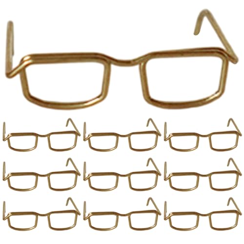 10 Paar 18 -Zoll -Puppengläser, Retro Golden Metal Mini Brille für Puppen, DIY -Handwerk, Cosplay & Foto -Requisiten von Hperu
