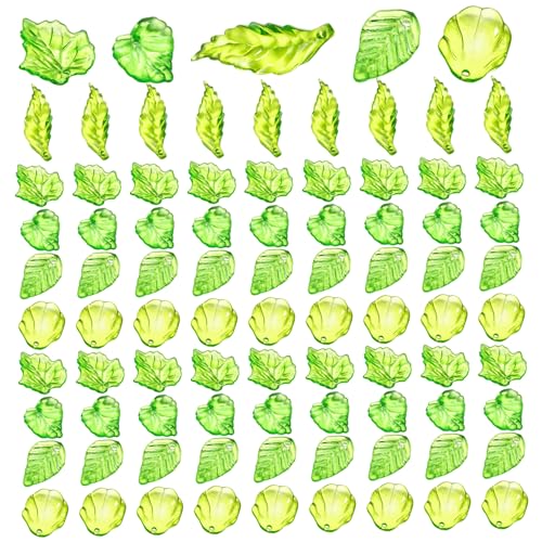 150pcs grüne Blattperlen transparente Acryl winzige Blattperlenkappen für Schmuck Making DIY Spring Bastel -Ohrring -Armband, Acrylperlen von Hperu